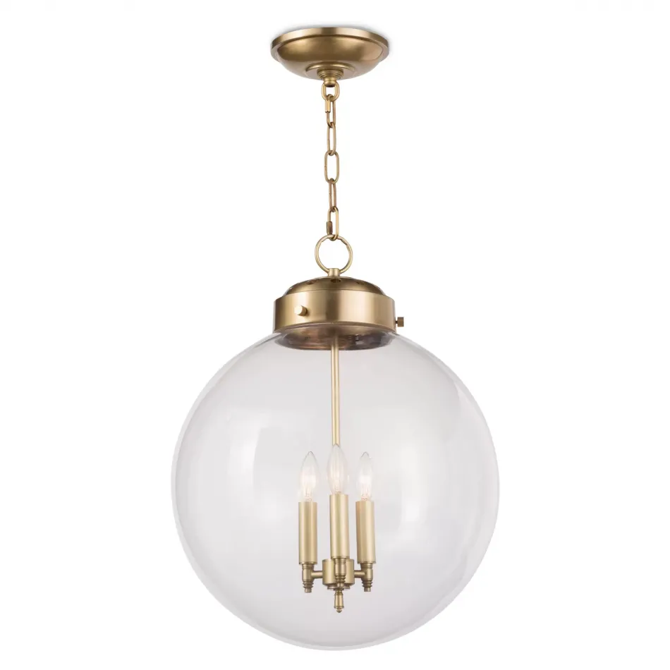 Southern Living Globe Pendant, Natural Brass