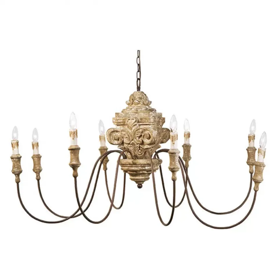 Wood Carved Chandelier