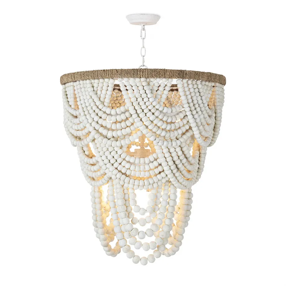 Lorelei Wood Bead Chandelier White