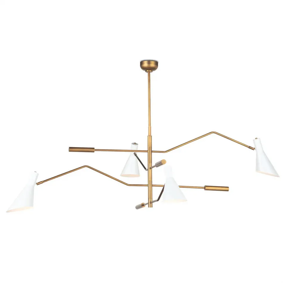 Spyder Chandelier White and Natural Brass