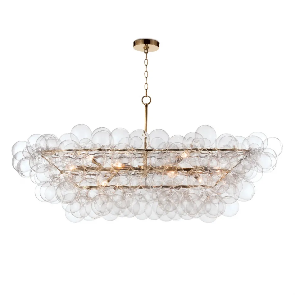 Bubbles Chandelier Linear Clear Natural Brass