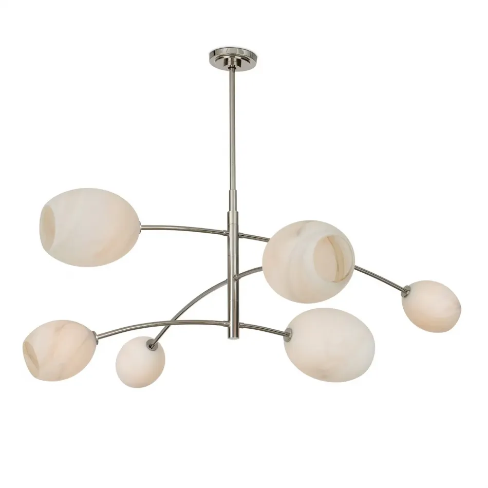 Artemis Chandelier (Polished Nickel with Alabaster Glass)