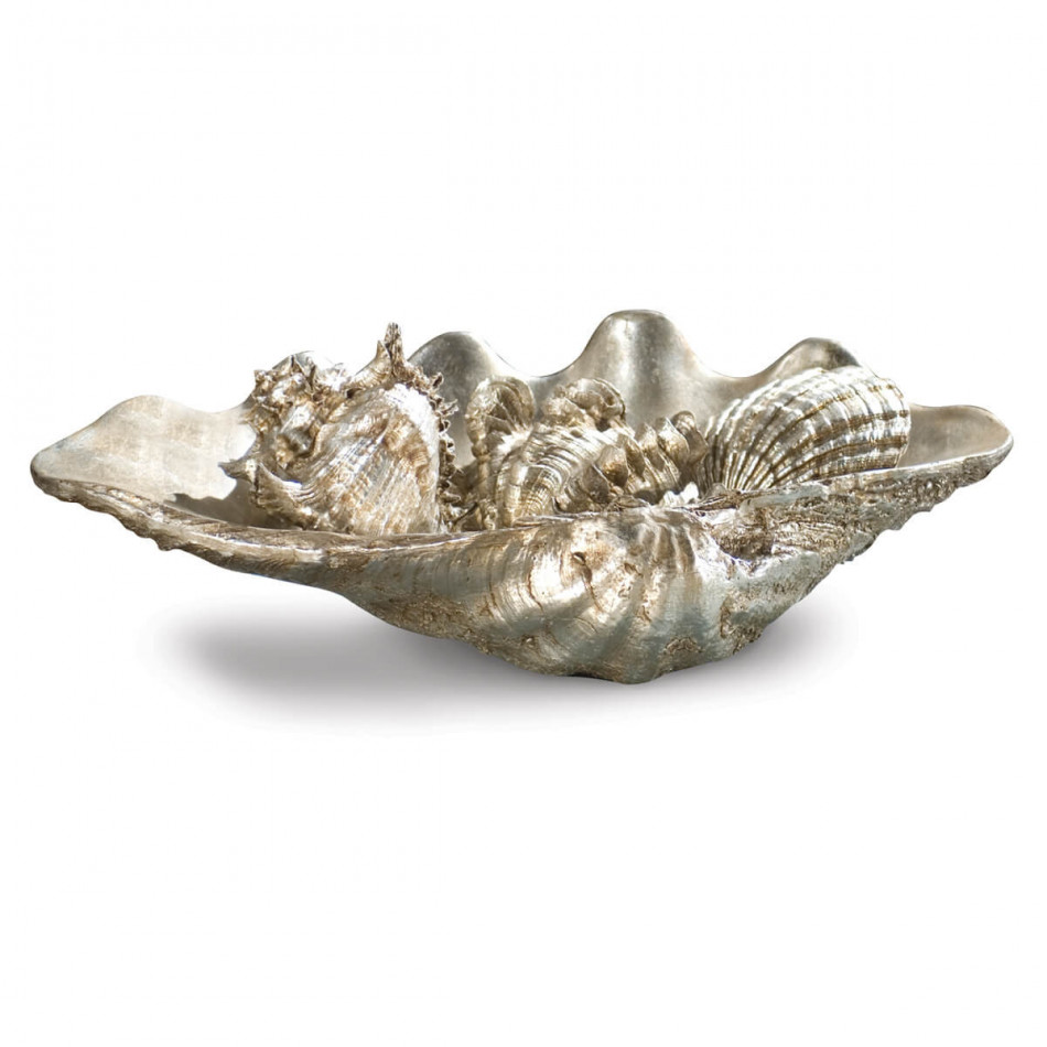 Clam Shell Medium W/Small Shells, Silver