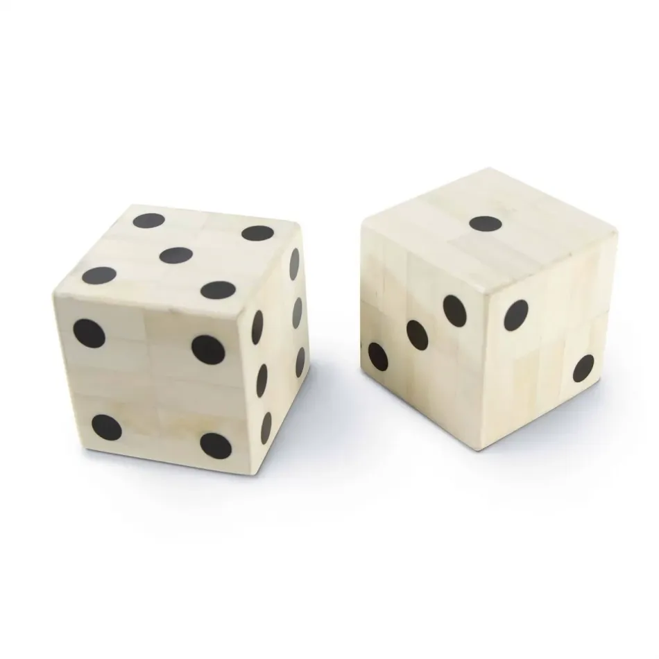 Oversized Bone Gaming Dice Pair