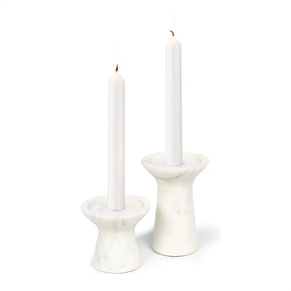 Klein Marble Candle Holder Set, White