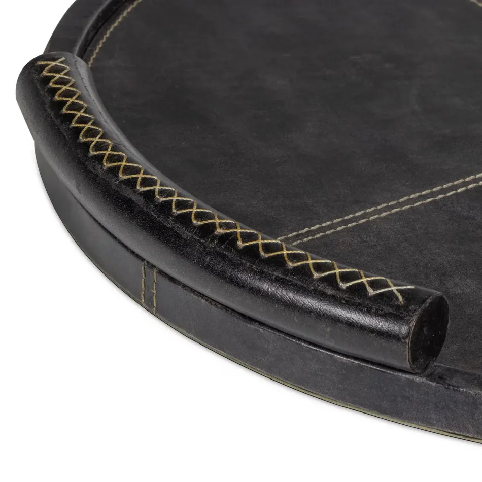 Forte Leather Tray Round (Black)