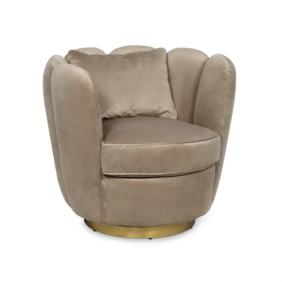 Cosmo Velvet Swivel Chair (Latte)