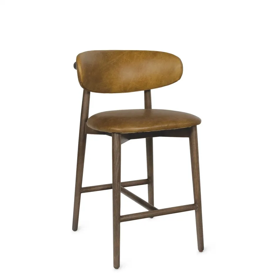 Ethan Leather Counter Stool (Brown)