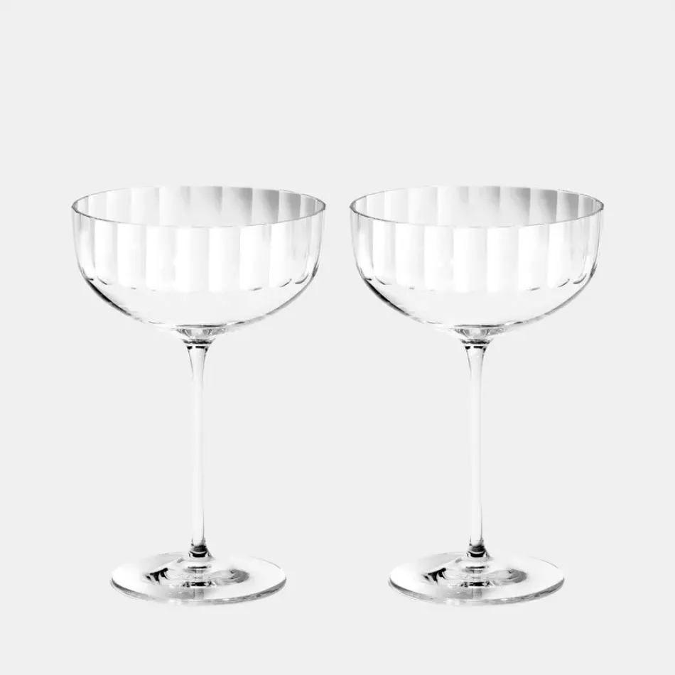 Fluted Cut Crystal Coupe Set of 2