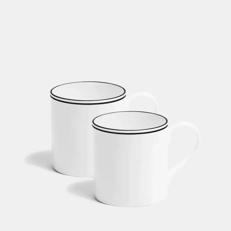 Double Line Matte Black Mug Large 350ml 12fl oz Set of 2