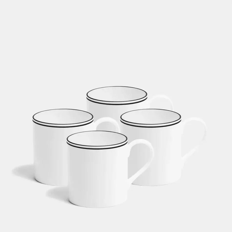 Double Line Matte Black Mug Large 350ml 12fl oz Set of 4