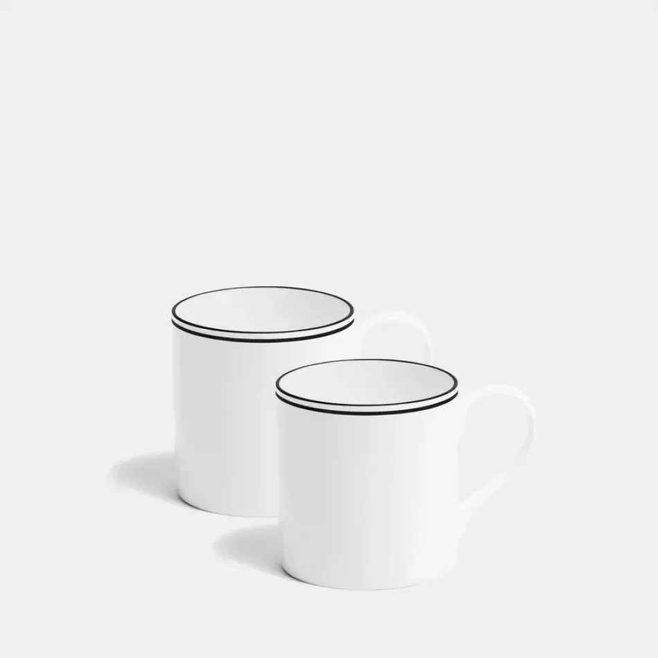 Double Line Matte Black Mug Medium 270ml 9fl oz Set of 2