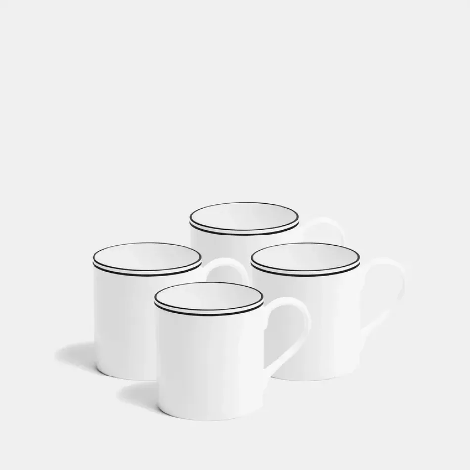 Double Line Matte Black Mug Medium 270ml 9fl oz Set of 4