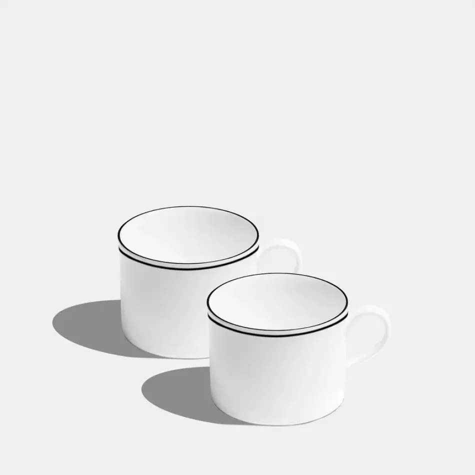 Double Line Matte Black Mug Short 240ml 8fl oz Set of 2