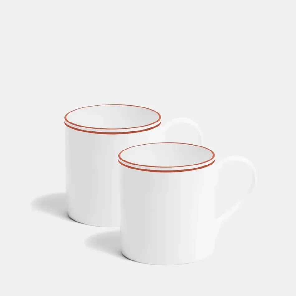 Double Line Burnt Orange Mug Large 350ml 12fl oz Set of 2