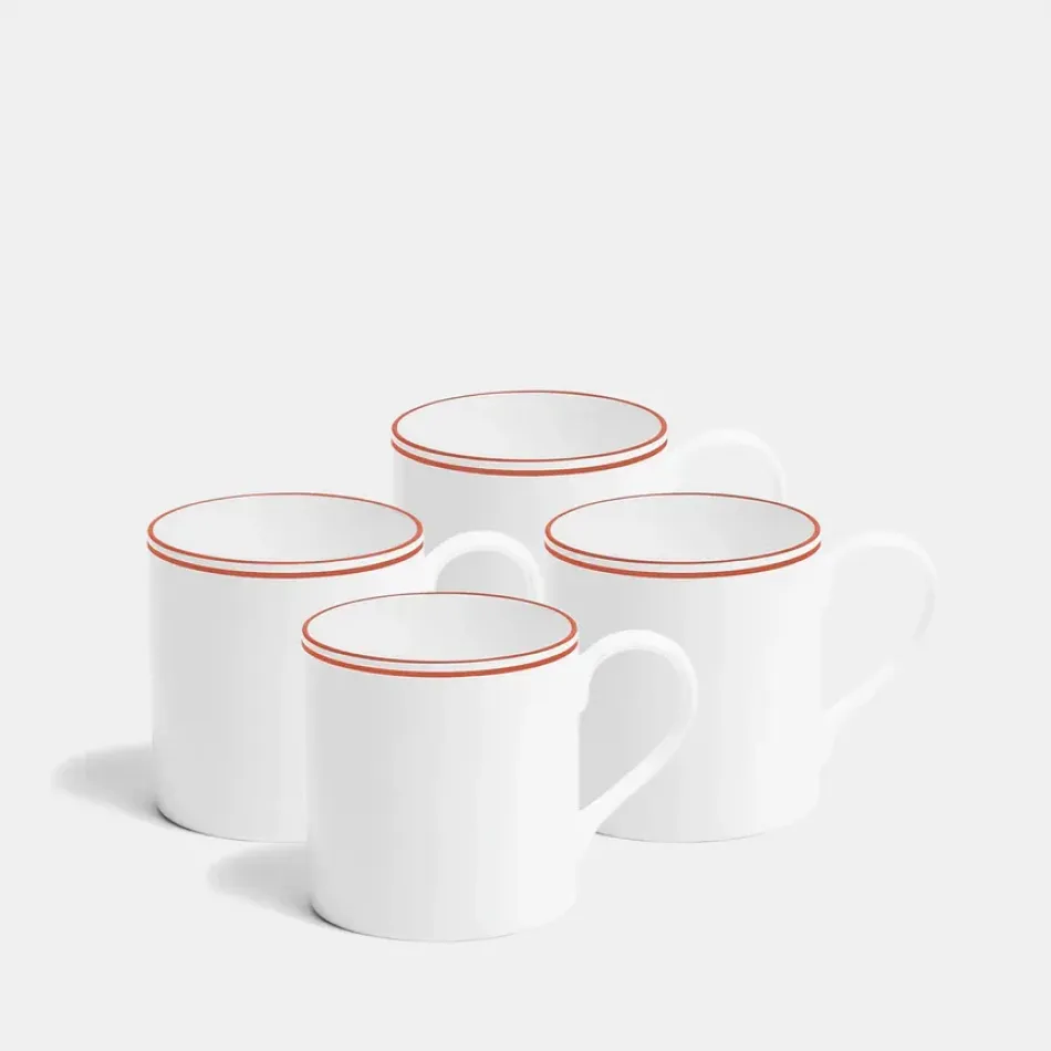 Double Line Burnt Orange Mug Large 350ml 12fl oz Set of 4