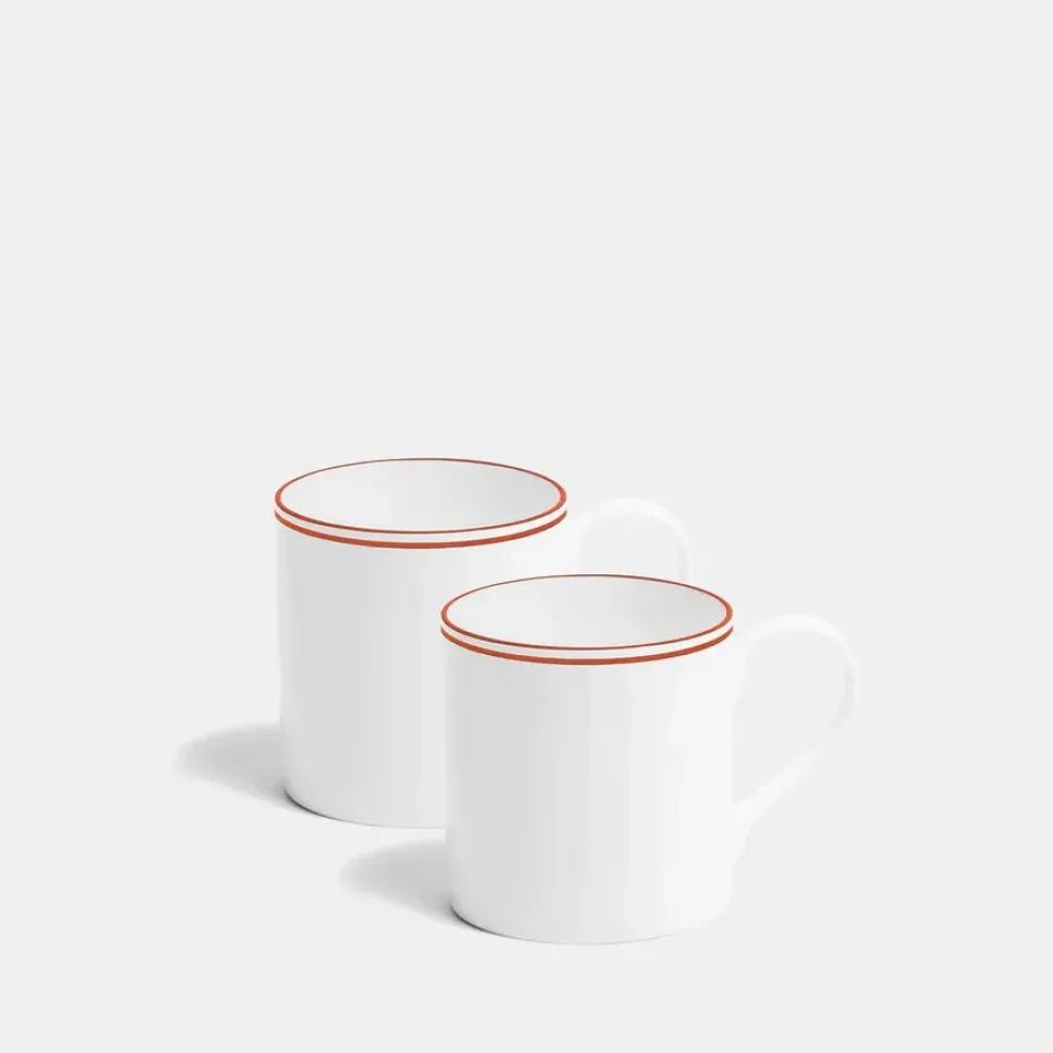 Double Line Burnt Orange Mug Medium 270ml 9fl oz Set of 2