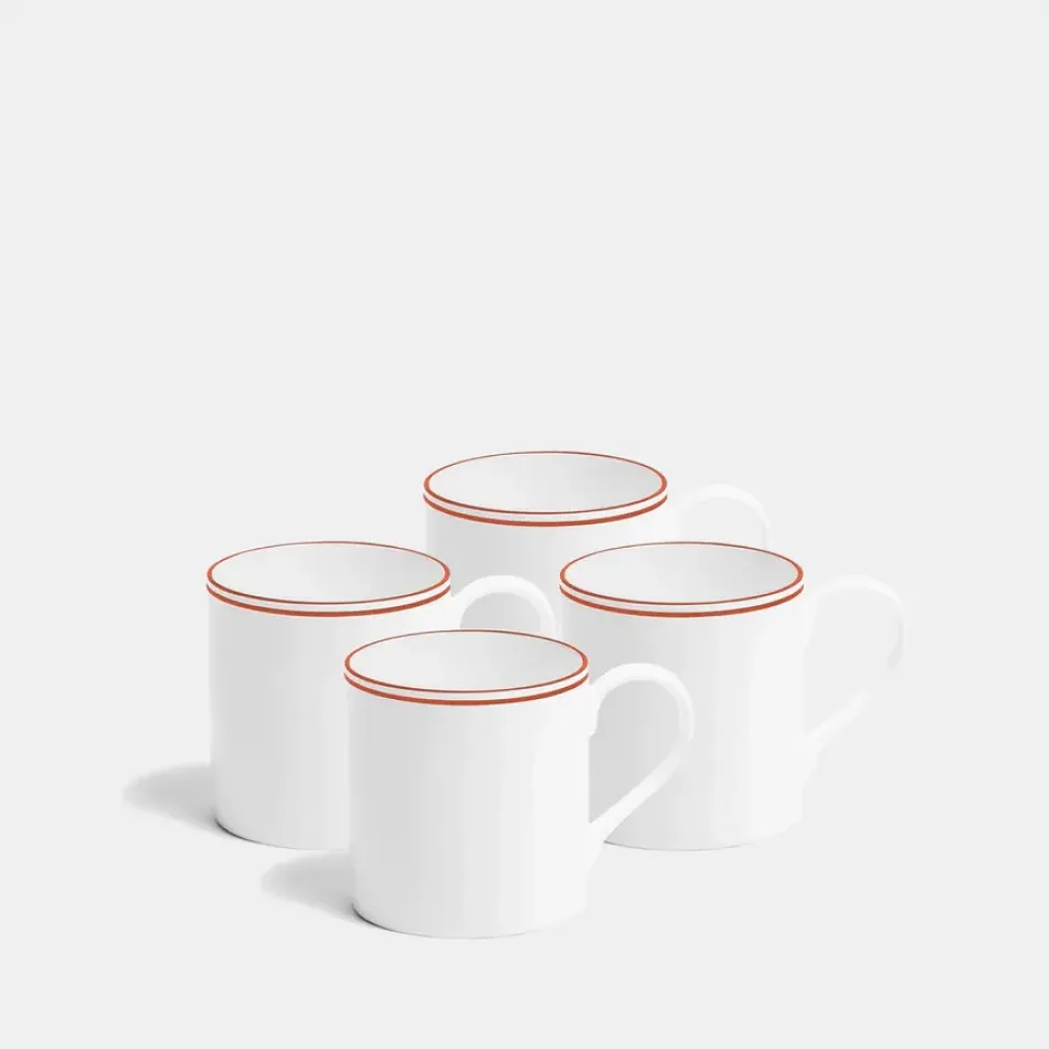 Double Line Burnt Orange Mug Medium 270ml 9fl oz Set of 4
