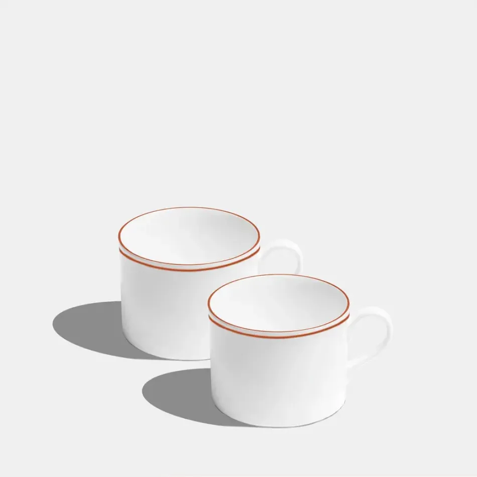 Double Line Burnt Orange Mug Short 240ml 8fl oz Set of 2