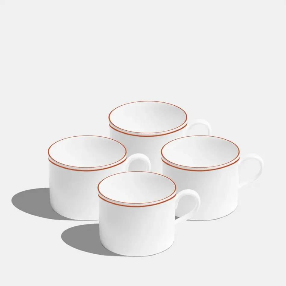 Double Line Burnt Orange Mug Short 240ml 8fl oz Set of 4