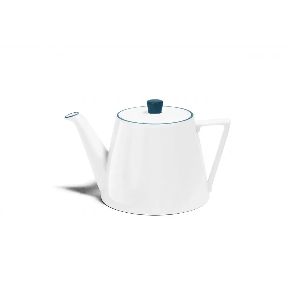 Line Teal Bone China Large Deco Teapot 23.6 oz (Special Order)