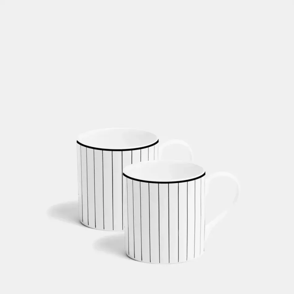 Pinstripe Matte Black Mug Medium 270ml 9fl oz Set of 2