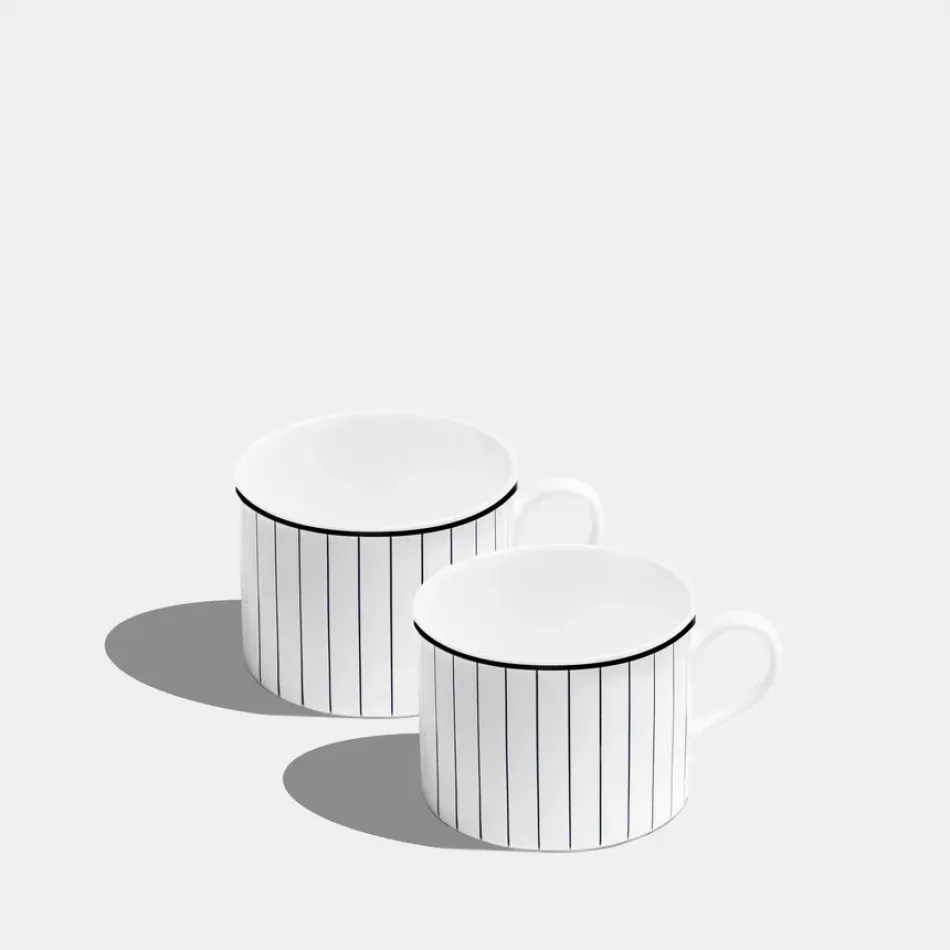 Pinstripe Matte Black Mug Short 240ml 8fl oz Set of 2