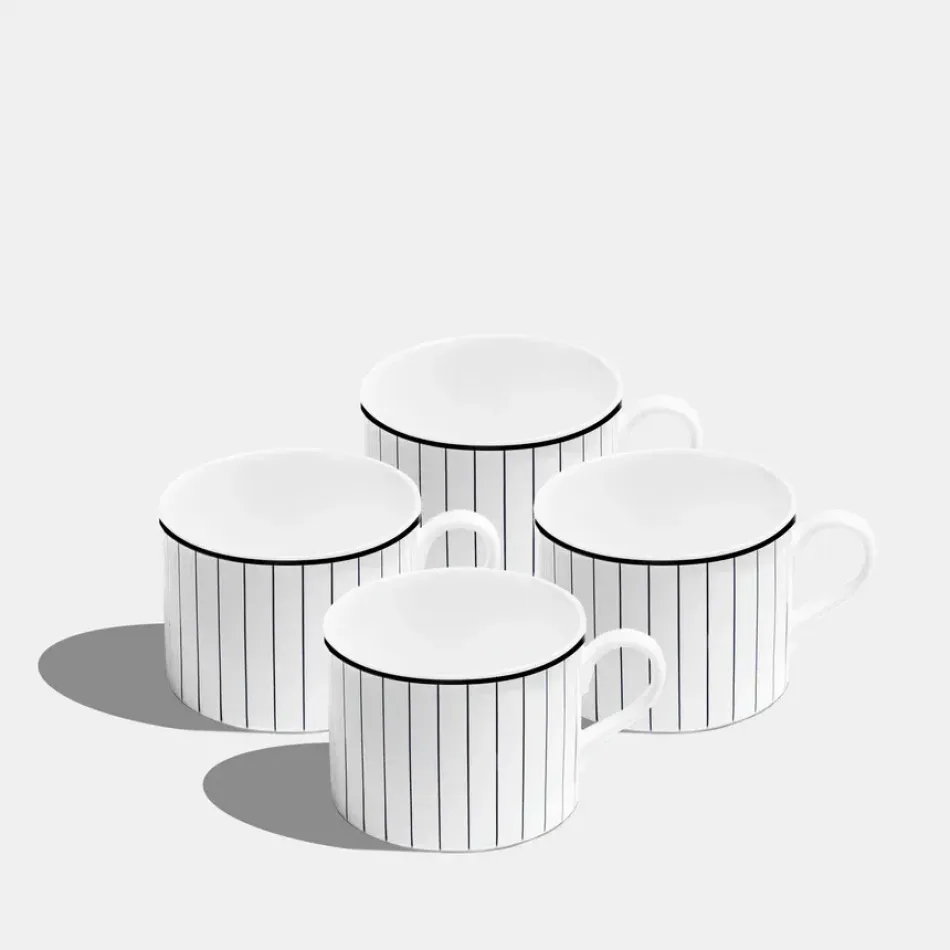 Pinstripe Matte Black Mug Short 240ml 8fl oz Set of 4