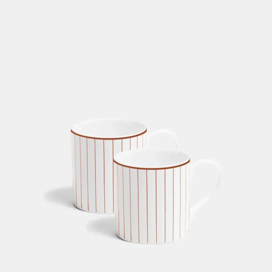 Pinstripe Burnt Orange Mug Medium 270ml 9fl oz Set of 2