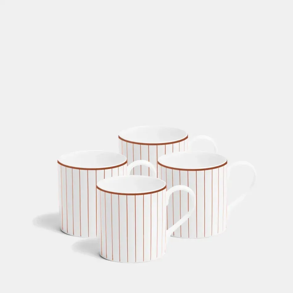 Pinstripe Burnt Orange Mug Medium 270ml 9fl oz Set of 4