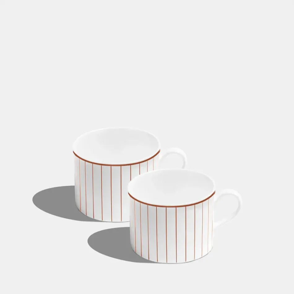 Pinstripe Burnt Orange Mug Short 240ml 8fl oz Set of 2