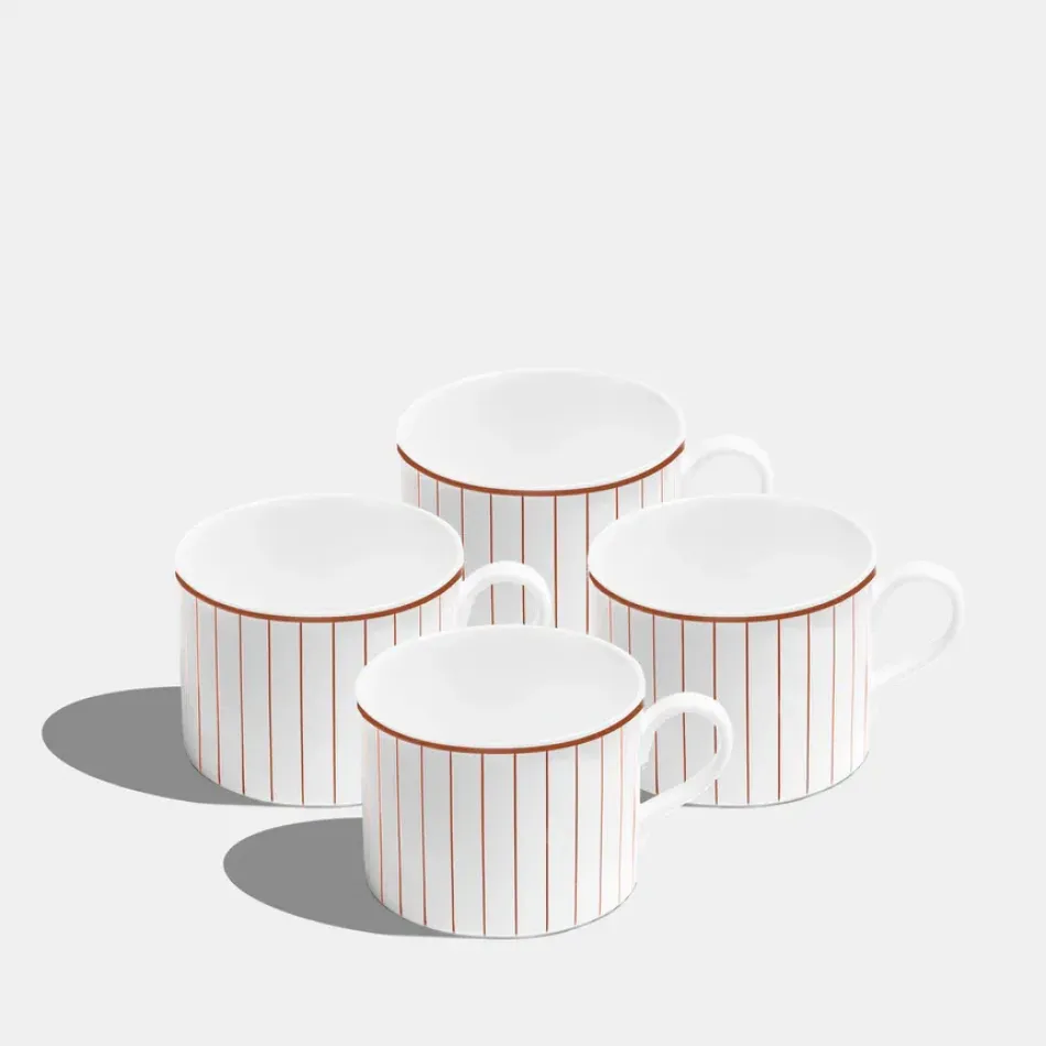 Pinstripe Burnt Orange Mug Short 240ml 8fl oz Set of 4