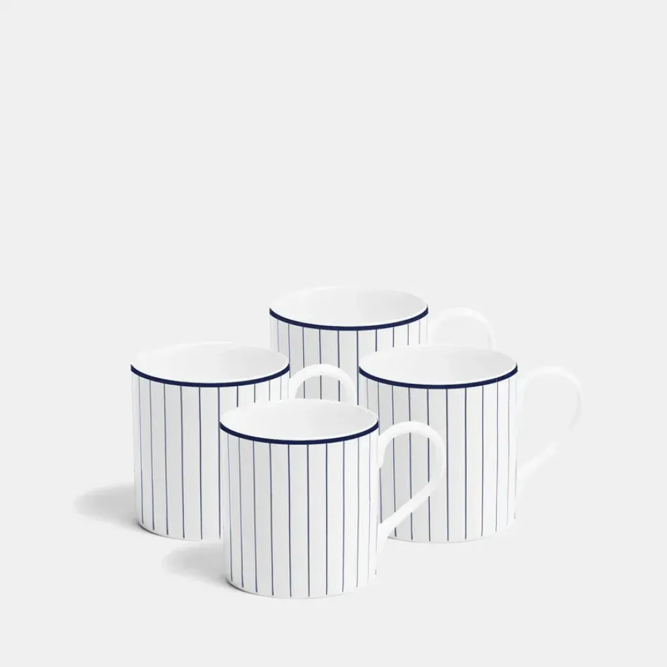 Pinstripe Cobalt Blue Mug Medium 270ml 9fl oz Set of 4