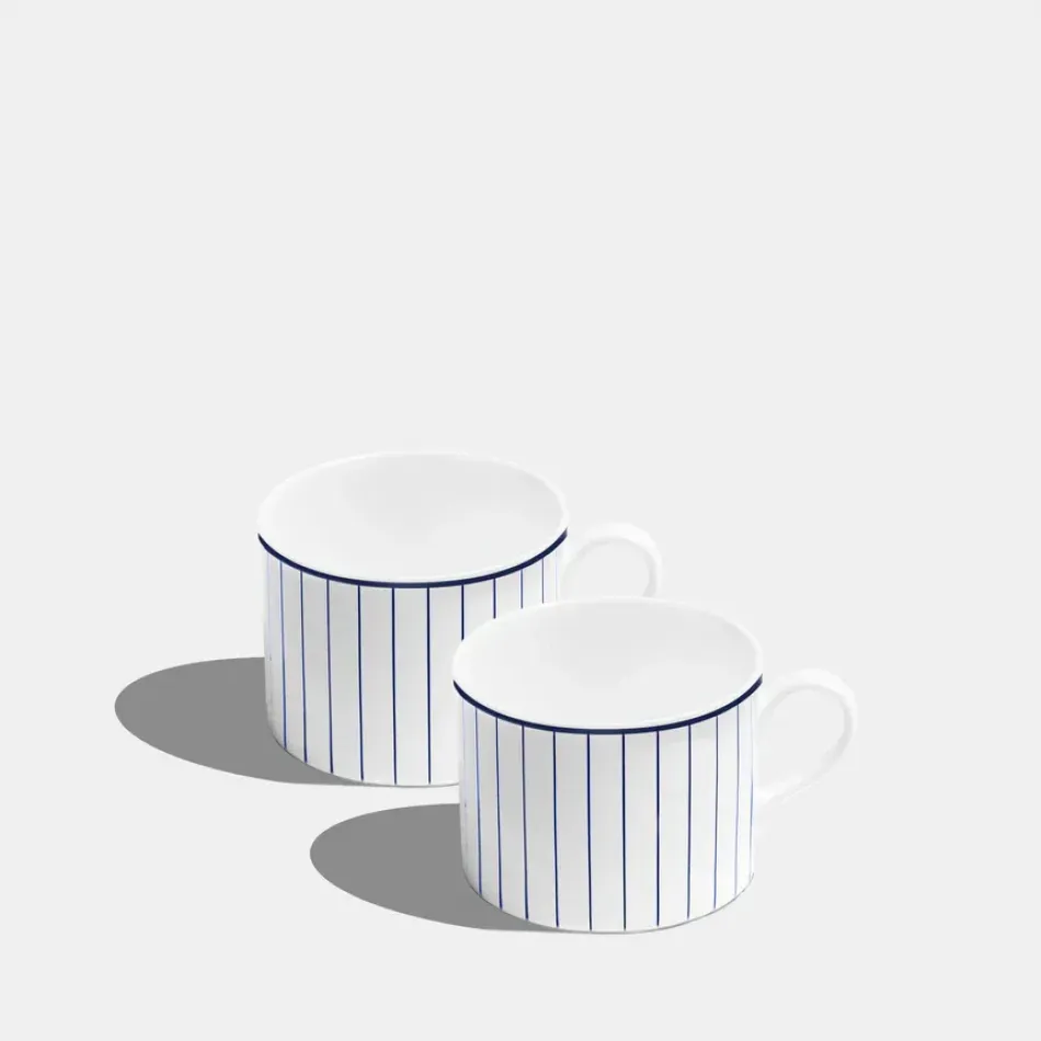 Pinstripe Cobalt Blue Mug Short 240ml 8fl oz Set of 2