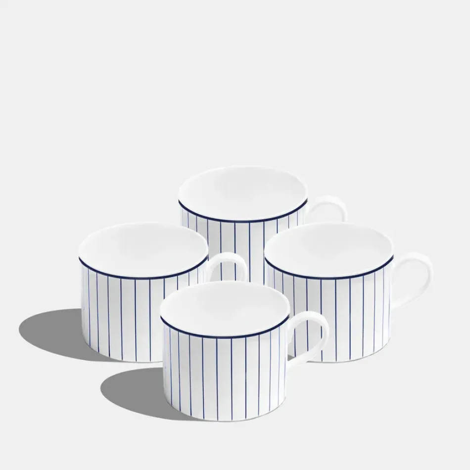 Pinstripe Cobalt Blue Mug Short 240ml 8fl oz Set of 4