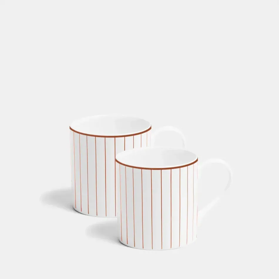 Pinstripe Burnt Orange Mug Large 350ml 12fl oz Set of 2