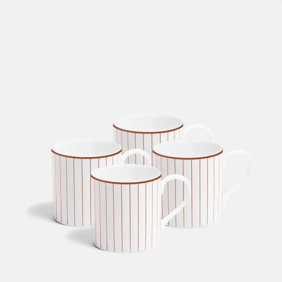 Pinstripe Burnt Orange Mug Large 350ml 12fl oz Set of 4