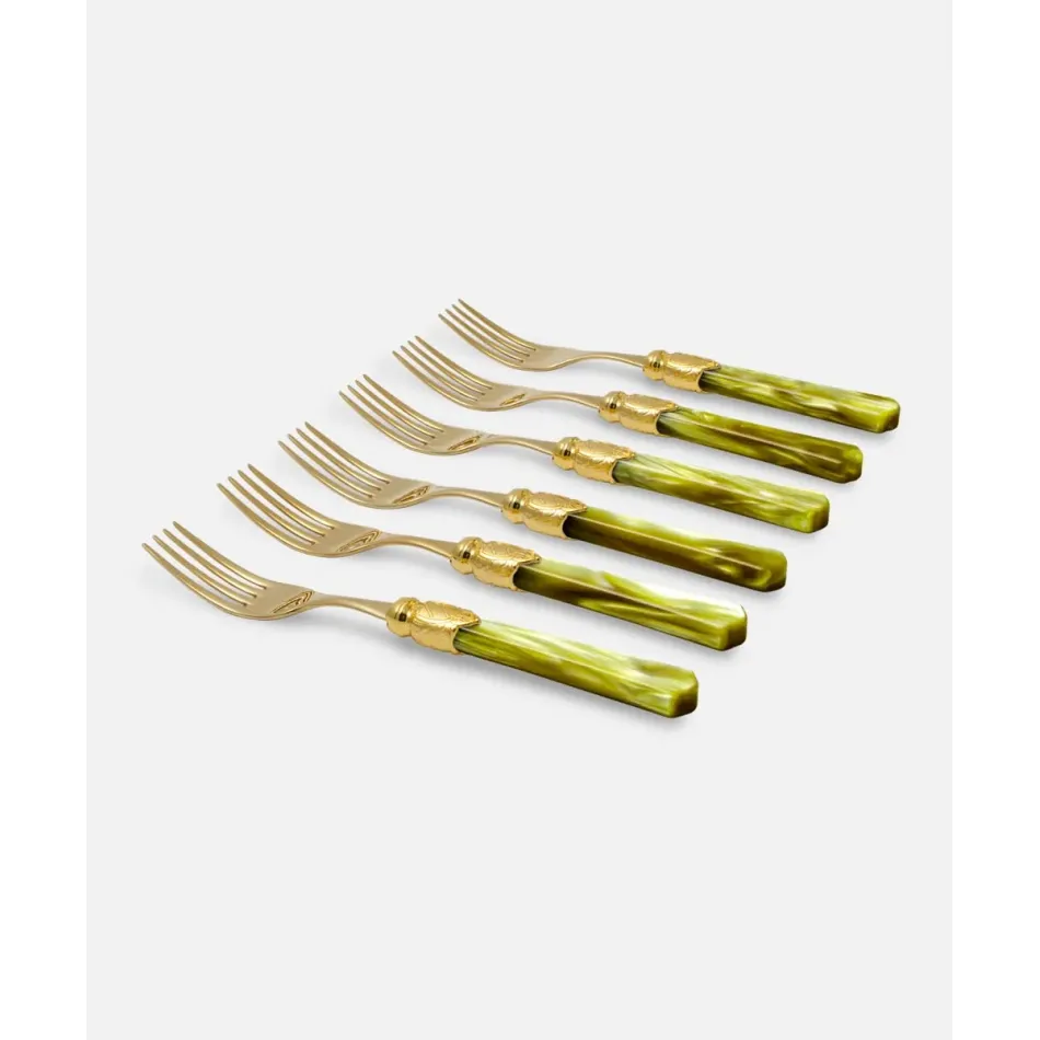 Vittoria Oro Olive Green Table Fork (Special Order)