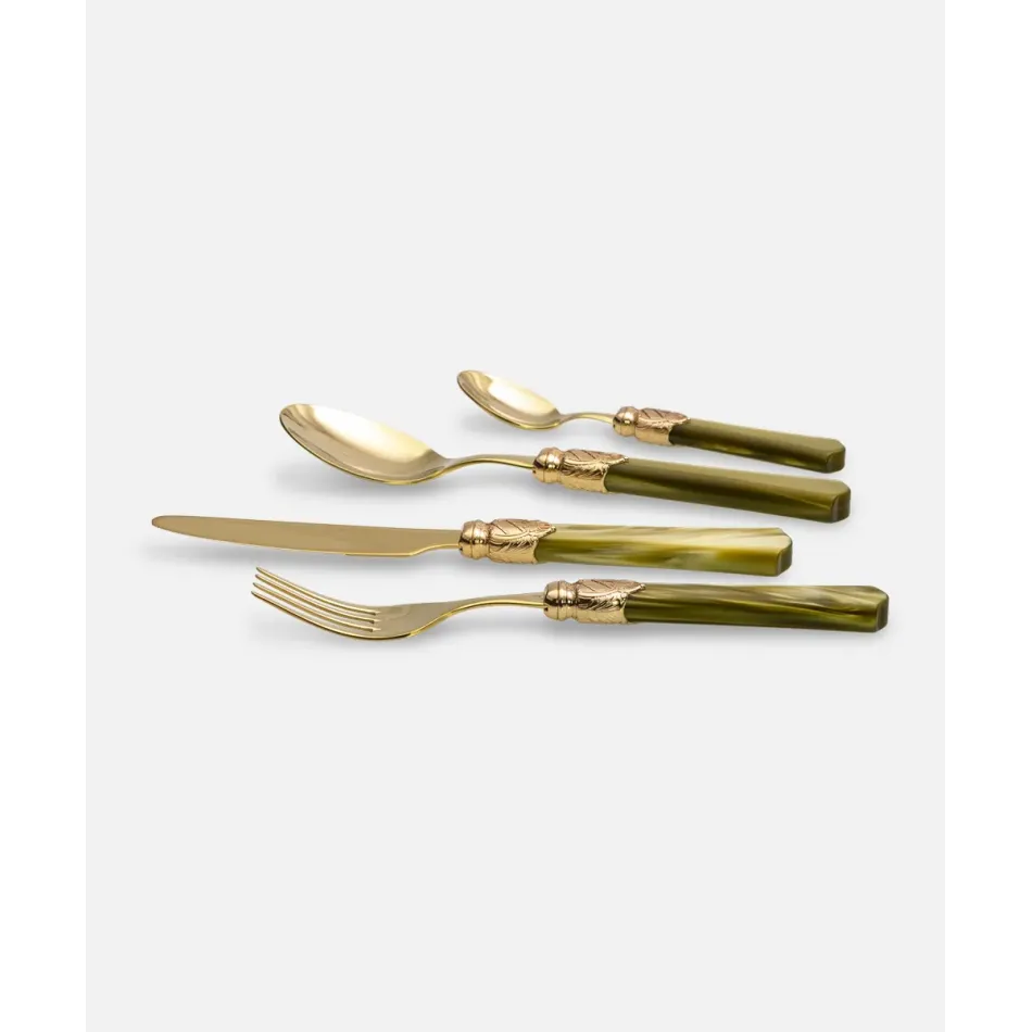 Vittoria Oro Olive Green Flatware (Special Order)