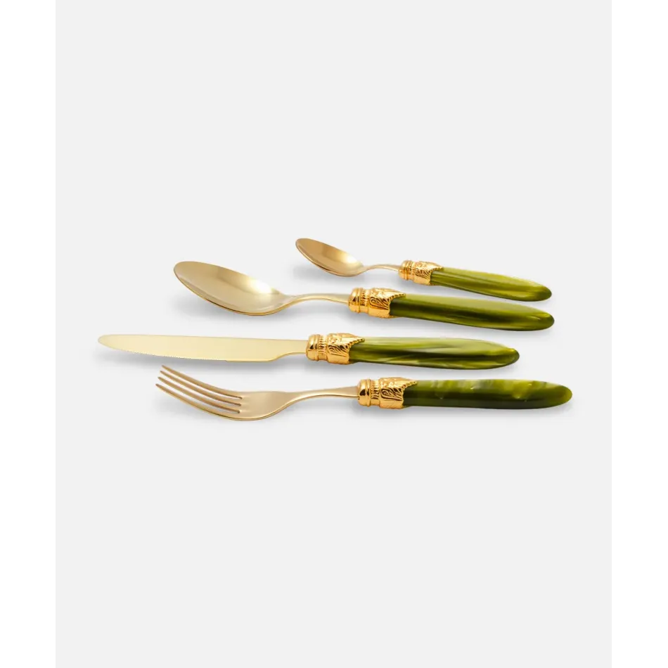 Laura Oro Olive Green Flatware (Special Order)
