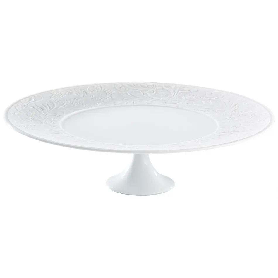 Italian Renaissance White Petit Four Stand Large/Footed Cake Platter 10.6 White