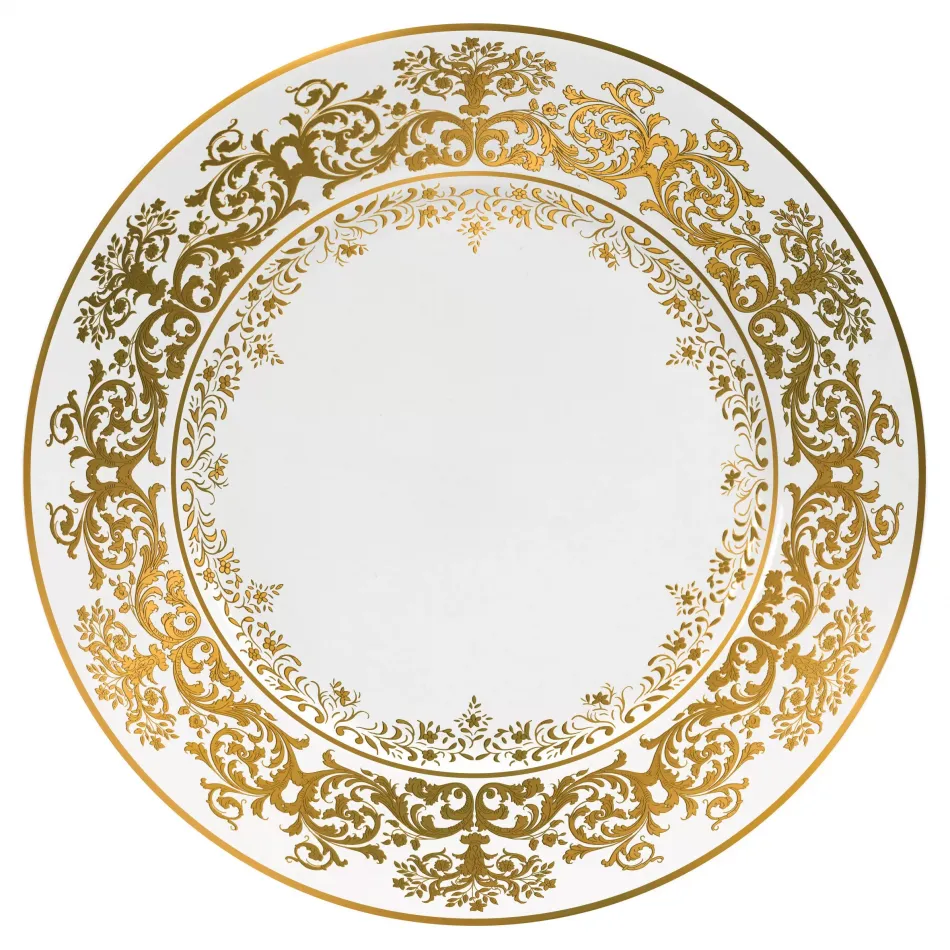 Chelsea Or/Gold White Salad Cake Plate Diam 7.7 in