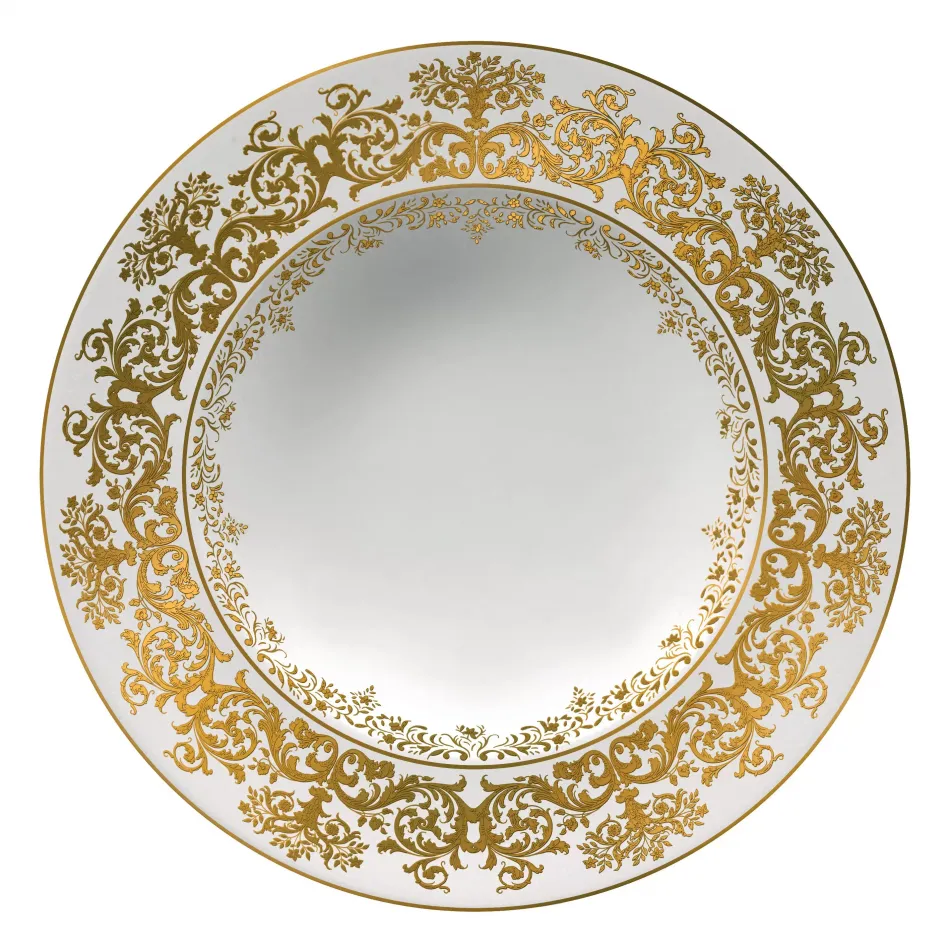 Chelsea Or/Gold White French Rim Soup Plate Diam 9.0 in