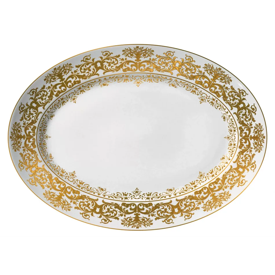 Chelsea Gold White Oval platter 16.1 x 11.811 in.