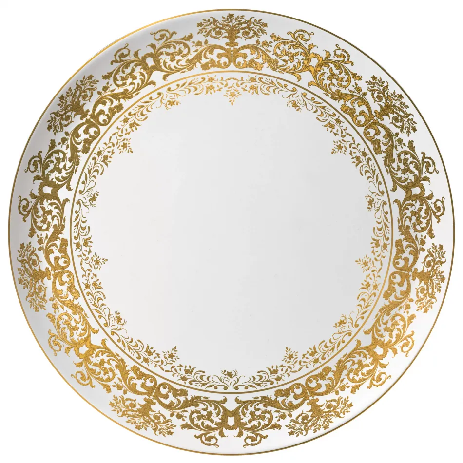 Chelsea Or/Gold White Flat Cake Serving Plate Diam 12.2 in