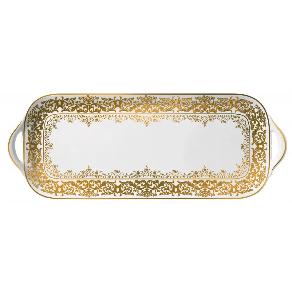 Chelsea Or/Gold White Long Cake Serving Plate 15.7 X 5.9 in