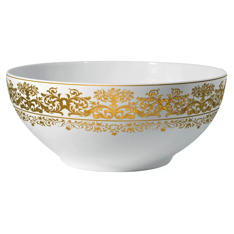 Chelsea Gold White Salad Bowl Round 9.8 in.