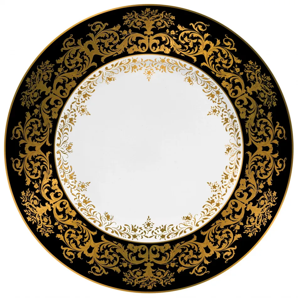 Chelsea Gold Black Buffet Plate Round 12.2 in.