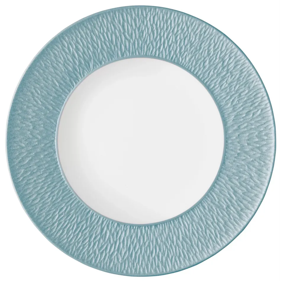 Mineral Irise Sky Blue Dinner Plate With Engraved Rim Diam 10.6 in