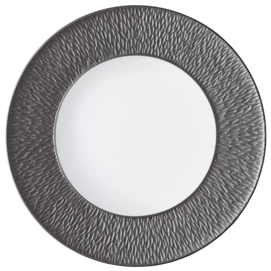 Mineral Irise Dark Grey Dinner Plate with engraved rim Round 10.6 in.